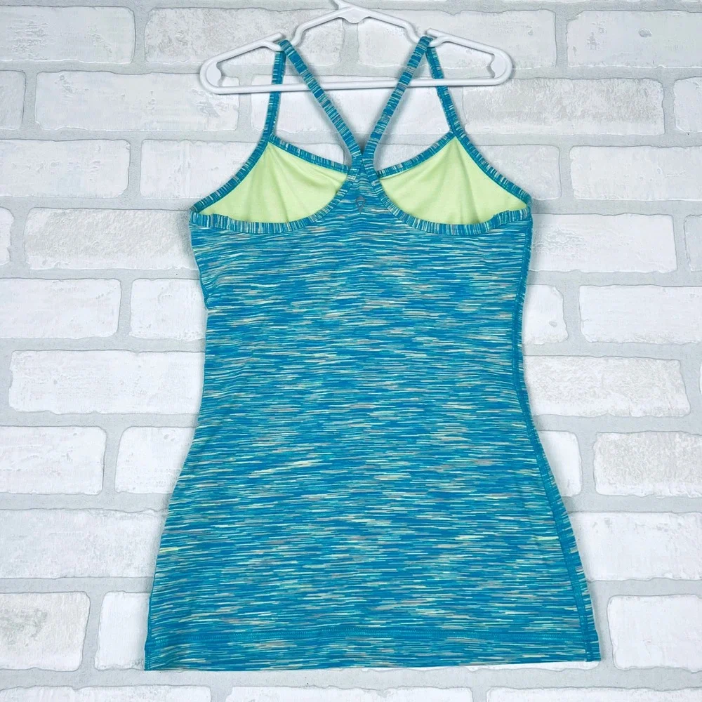 Ivivva Girls Space Dye Activewear Tank Top Blue Teal Racerback Shelf Bra Size 12